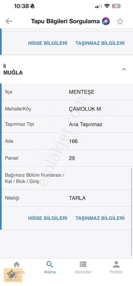 Muğla Menteşe Çamoluk Mah. Fırsat Köyiçi İmarlı Tarla