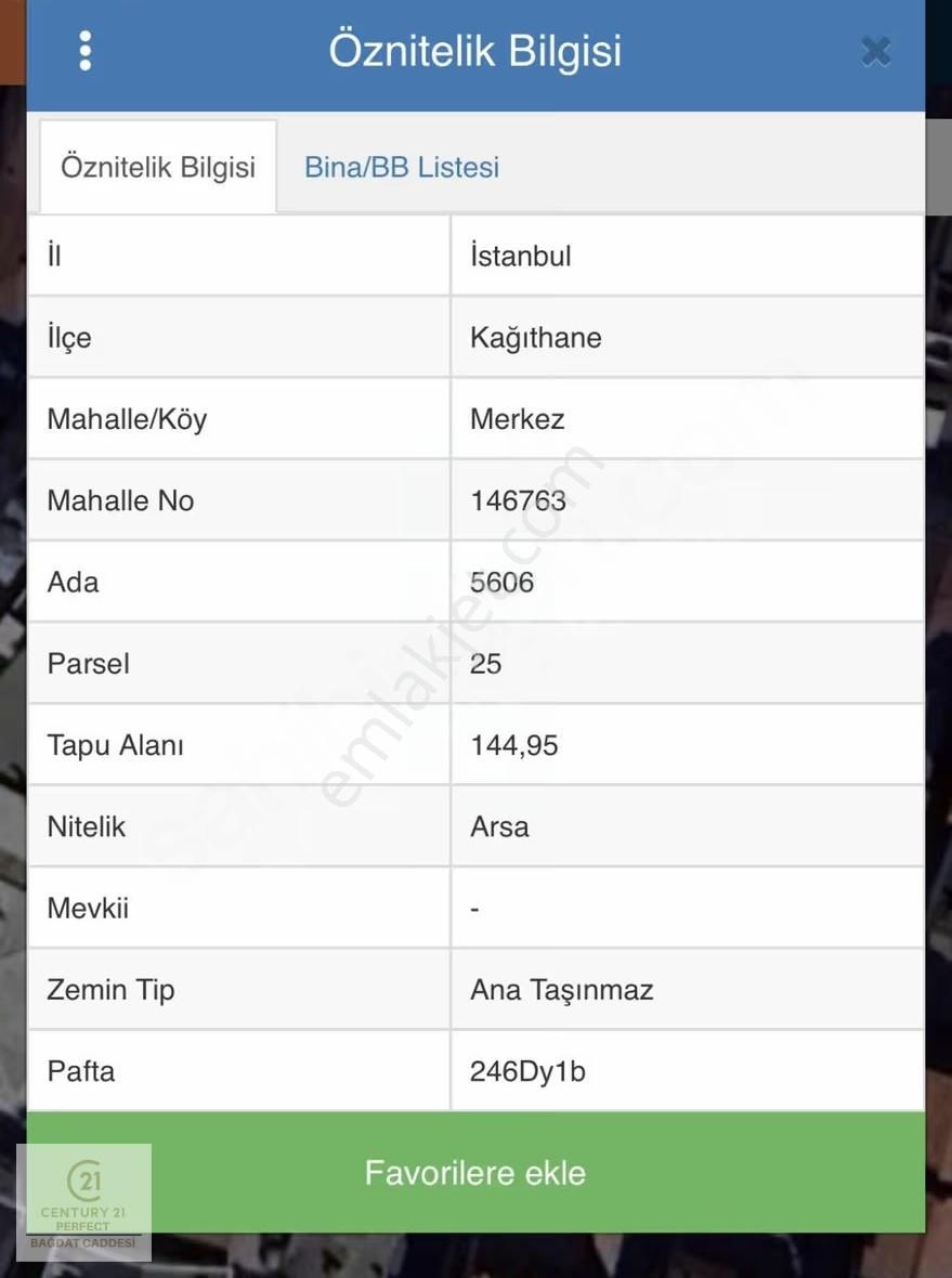 Kağıthane Merkez Hürriyet Mahallesi Satılık Arsa 144,95 M2