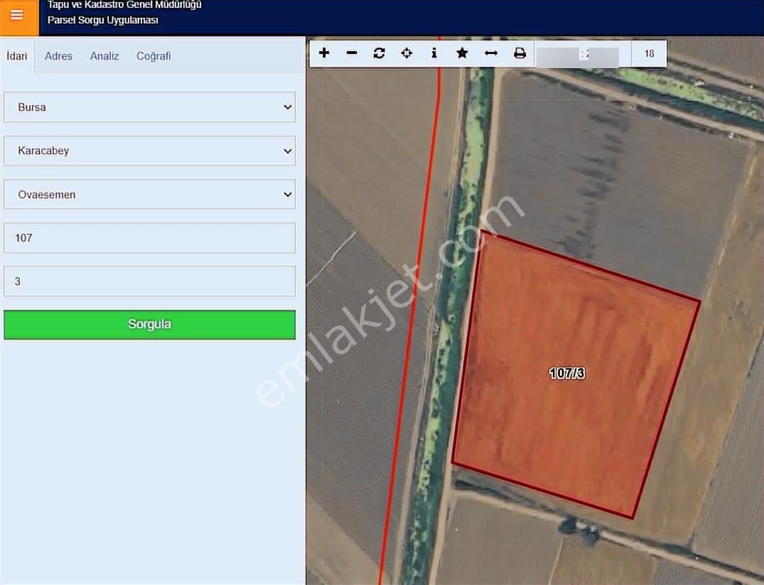 Ovaesemen'de Sulama Kanallı Satılık Tarla - Görsel 2