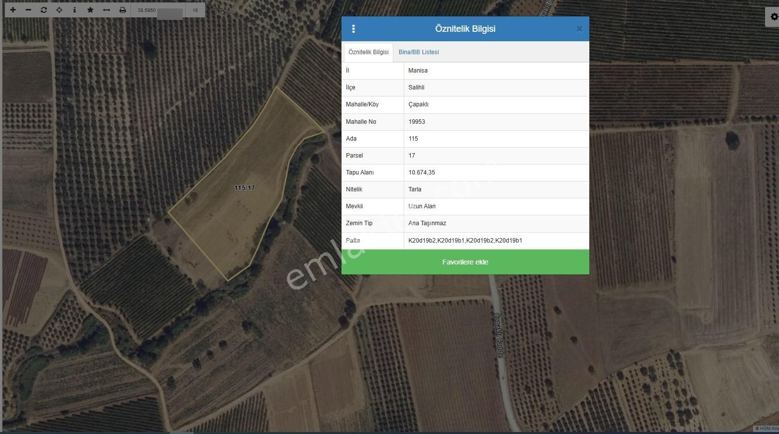 Çapaklı Uzunalan Mevkii 10674 M2 Satılık Zeytinlik