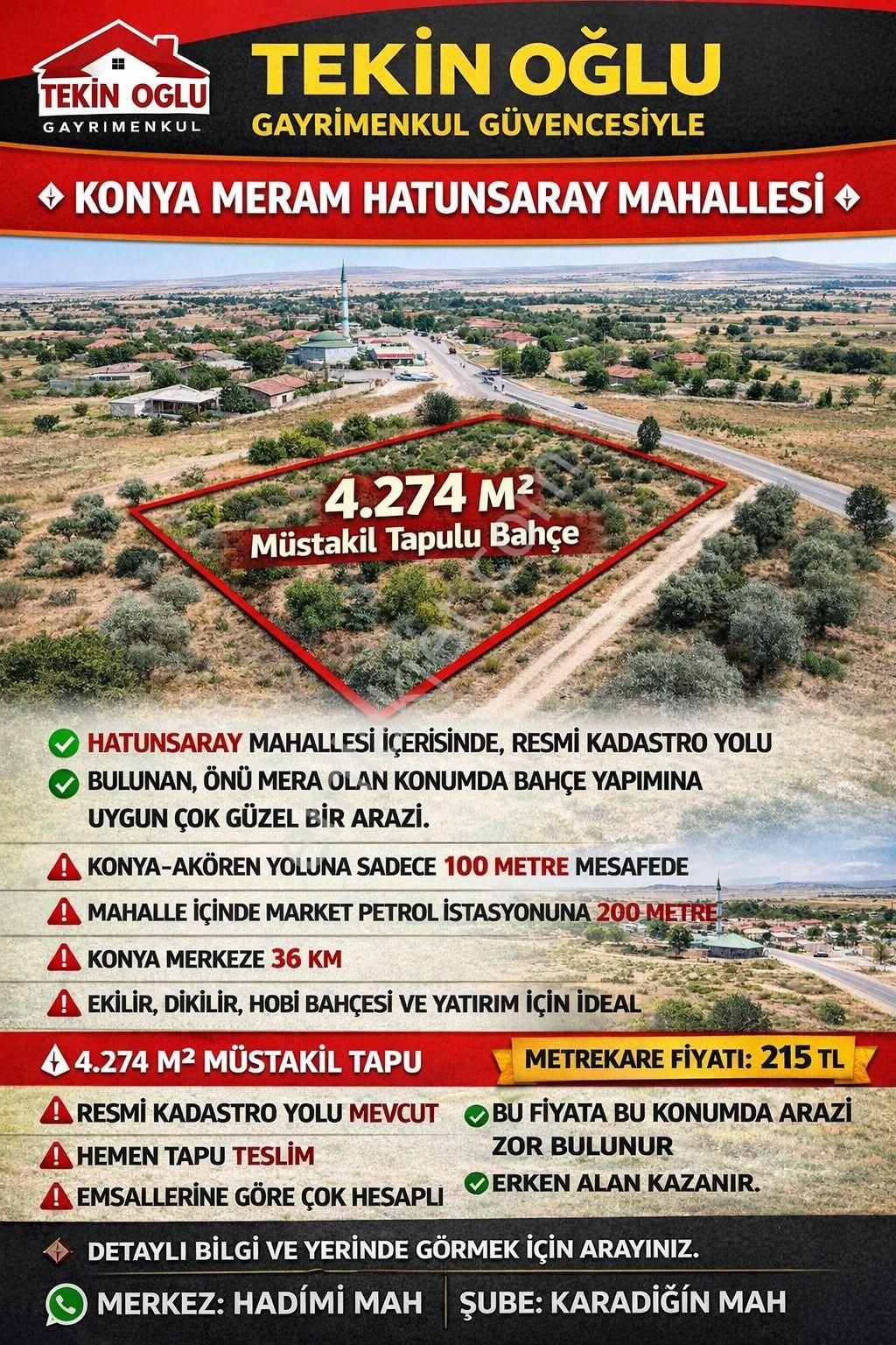 🛑hatunsaray'da 4.274 M² Anayola Yakın Müstakil Bahçe