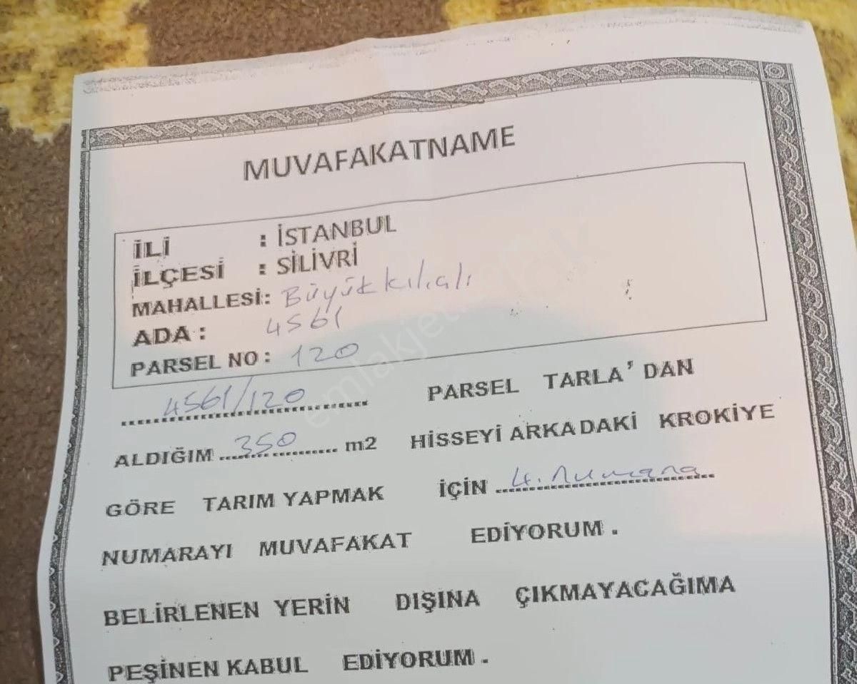 Silivri Büyükkılıçlıda Yatırımlık Tarladan Hisse (tekliflere Açıktır) - Görsel 3