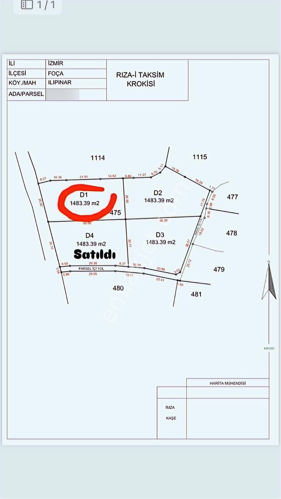 Acil.foça Ilıpınar Yola Cepheli 1483 M2 Yatırımlık Satılık Arazi - Görsel 3