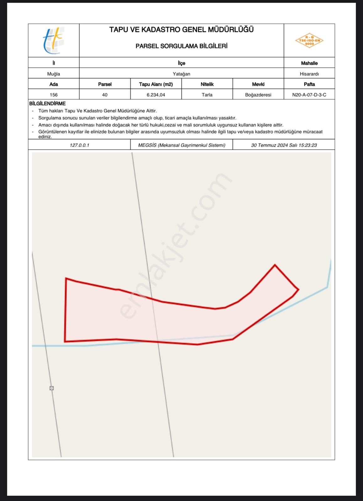 Satılık 6,234 M2 Düz Yolu Olan Tarla - Görsel 11
