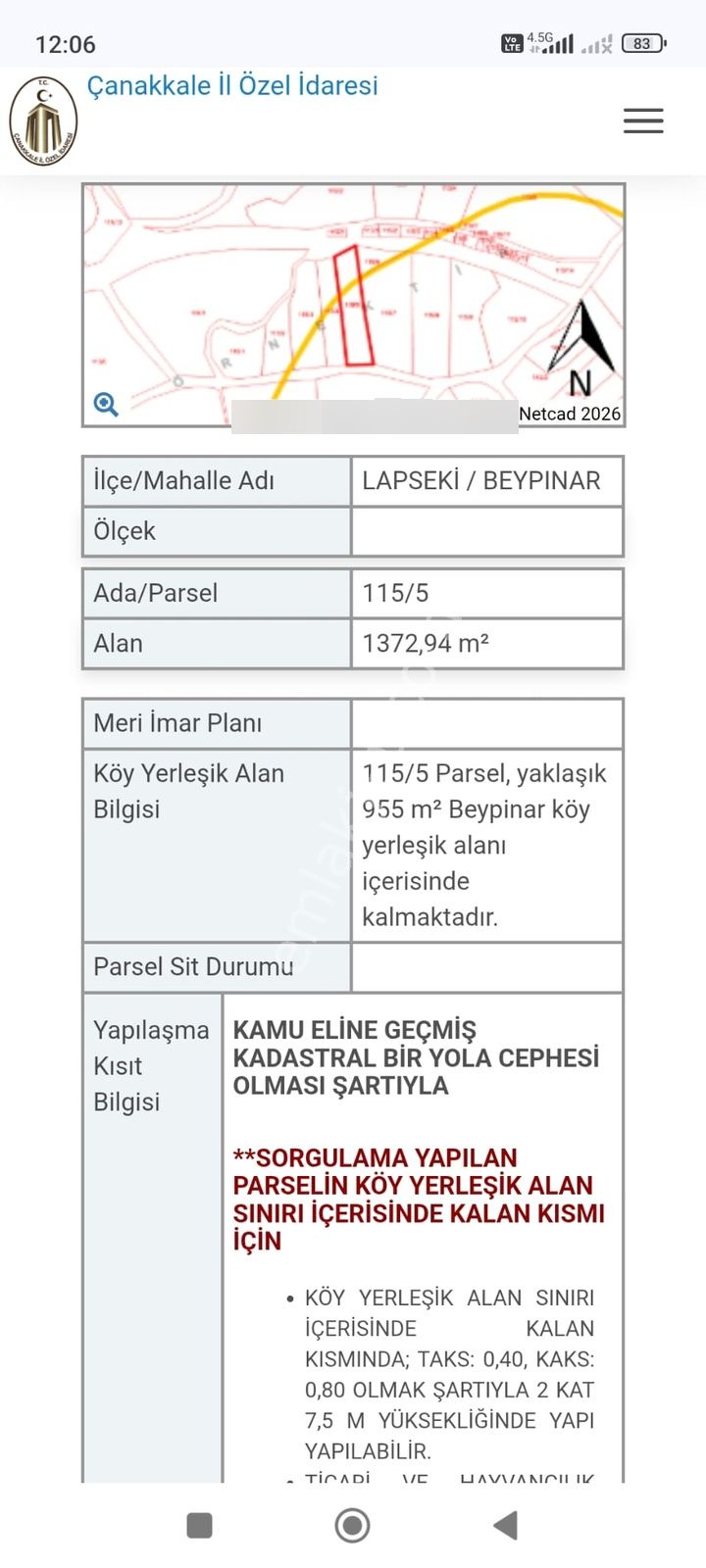 Çanakkale Lapseki Beypınar Köyündesatılık 1.372 M2 Arazi - Görsel 16