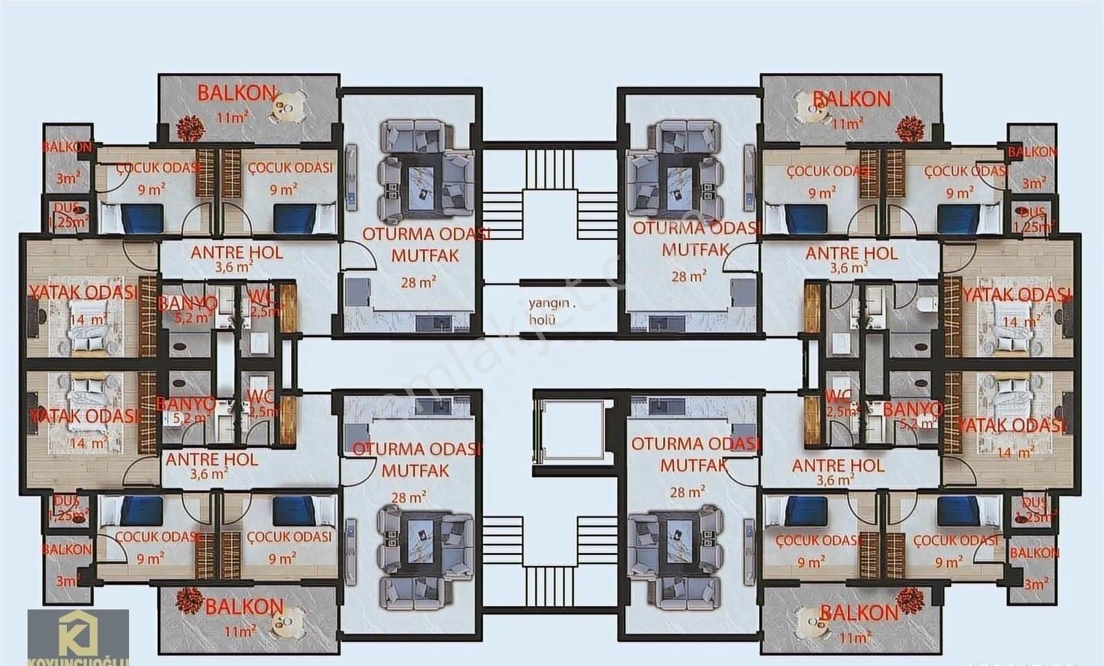 Koyuncuoğlu'ndan Işıklıyol'da Satılık 4+0