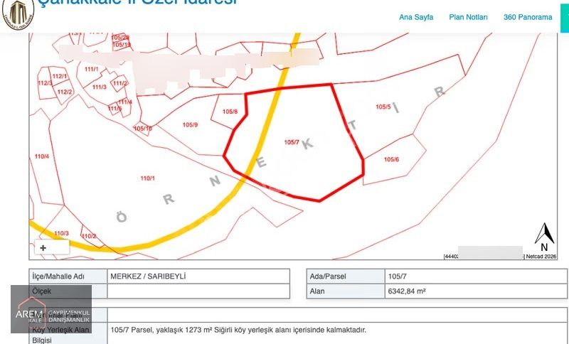 Çanakkale Sarıbeylide - 1273.m2 Alanı Köy Yerleşik Alanı İçinde - Görsel 3