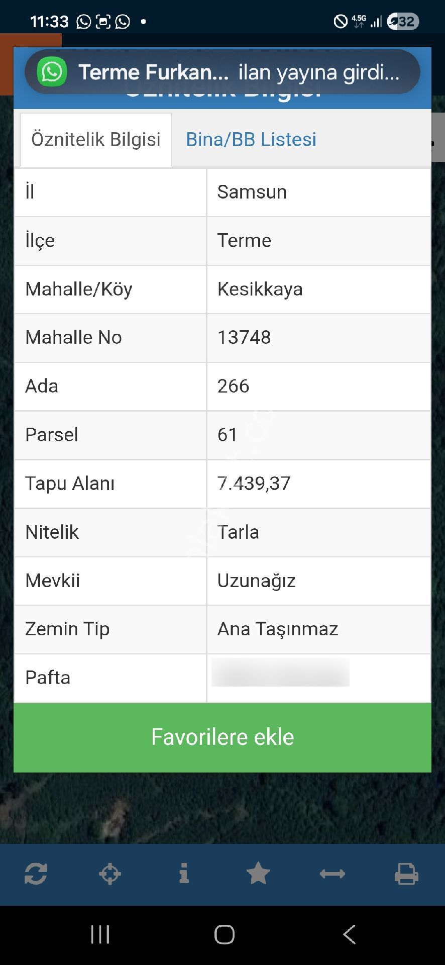 Termede Satılık Fındık Bahçesi