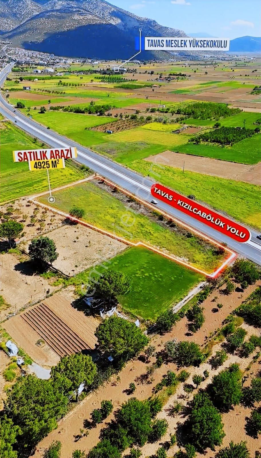 Tavas Kızılcabölük Ana Yola 140m Cepheli 4925 M² Arazi - Görsel 2