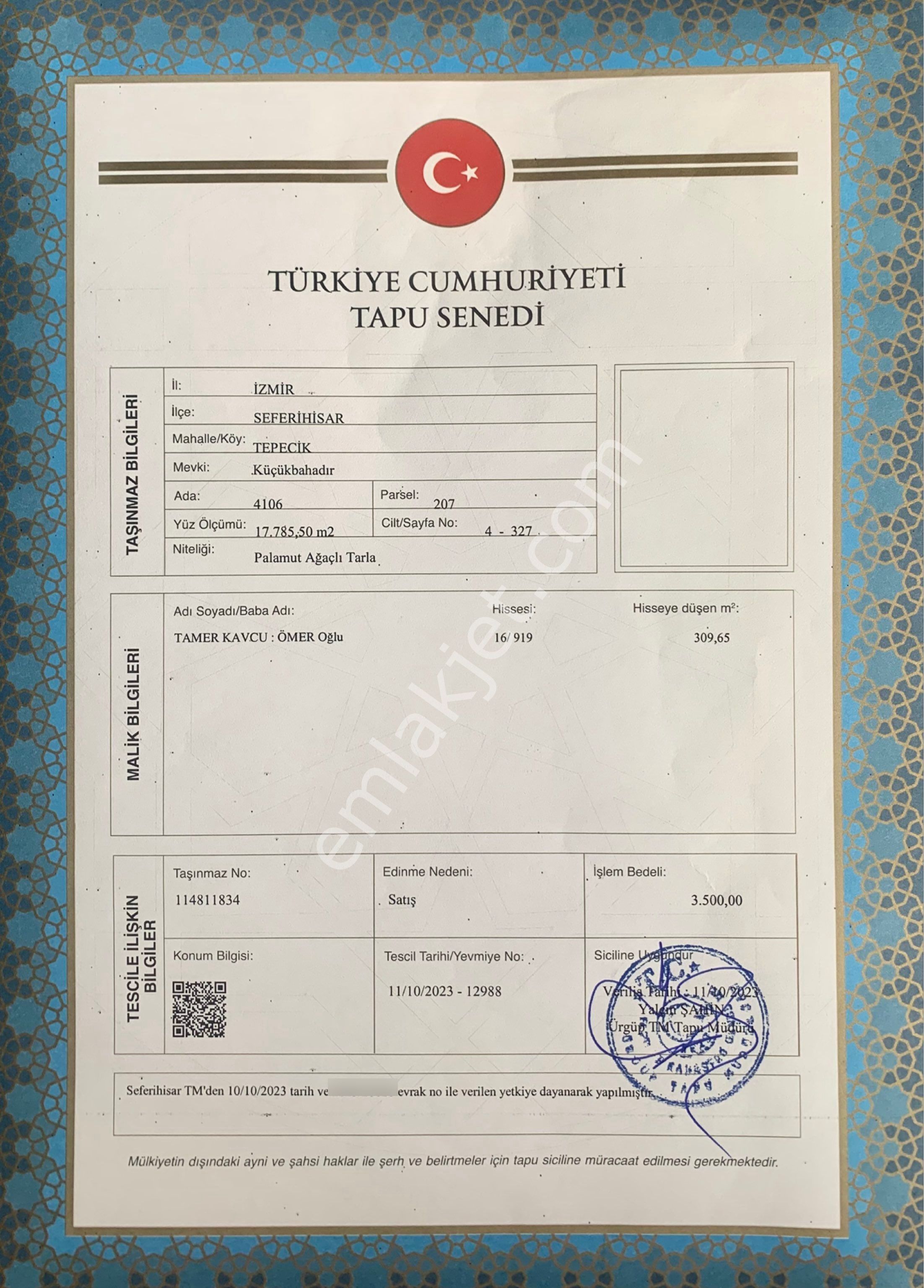 Milli Savunma Bakanlığı Tarafından Kamulaştırılması Planlanan Hisseli Tapu Arazisi - Görsel 2