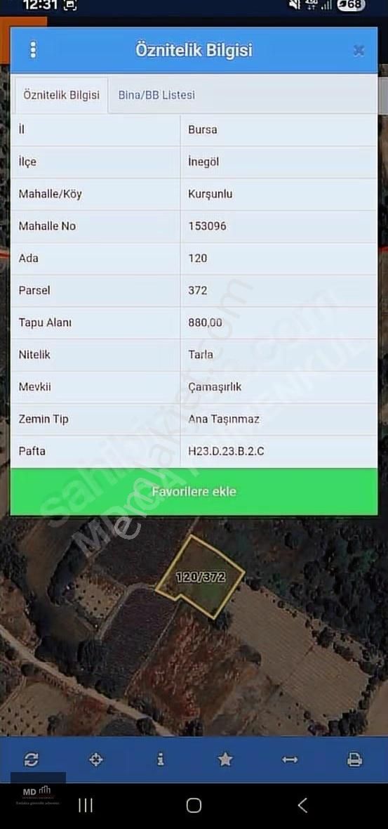 Bursa İnegöl Kurşunlu'da Müstakil Tapu 880m² Tarla - Görsel 2