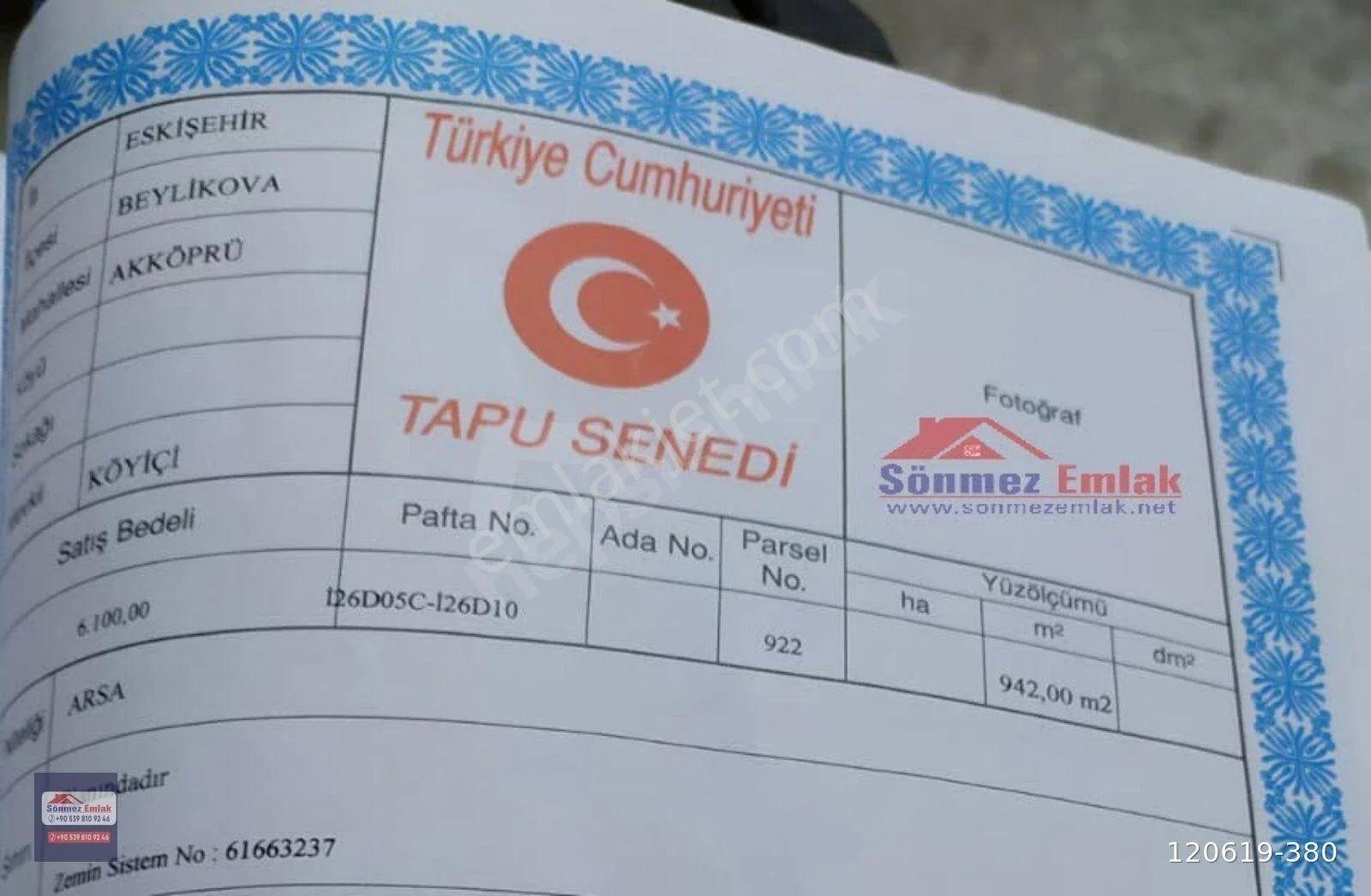 Eskişehir Beylikova Akköprü,de Takasa Açık Satılık Konut İmarlı 946m2 Arsa - Görsel 3