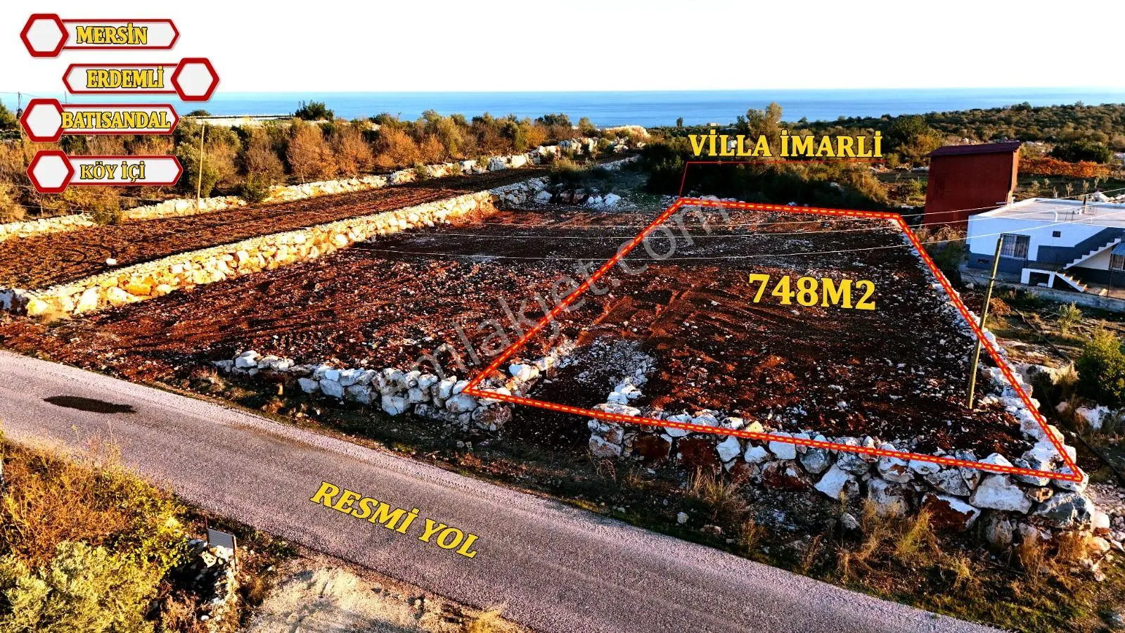 Erdemli Batısandalda Kapanmaz Deniz Manzaralı 748 M² Satılık Villa Arsası