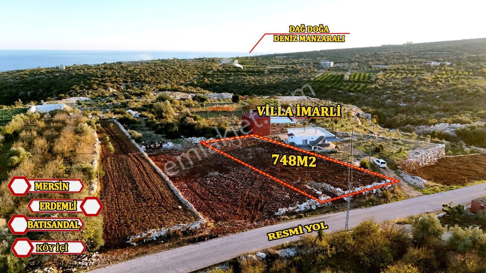 Erdemli Batısandalda Kapanmaz Deniz Manzaralı 748 M² Satılık Villa Arsası - Görsel 5