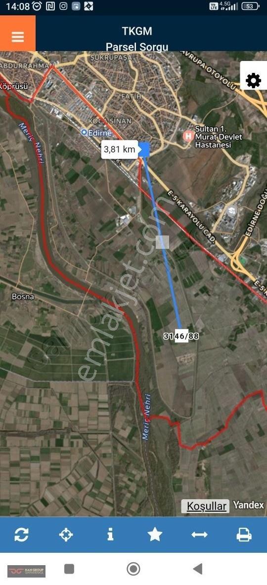 Edirne Merkez İstasyon Mahallesi'nde Acil Satılık 1491 Metre Tek - Görsel 2