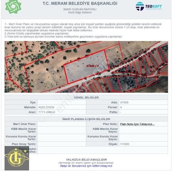 İkoniyum'dan Meram Çayırbağında Satılık 7771,50 M2 Fırsat Tarla - Görsel 4