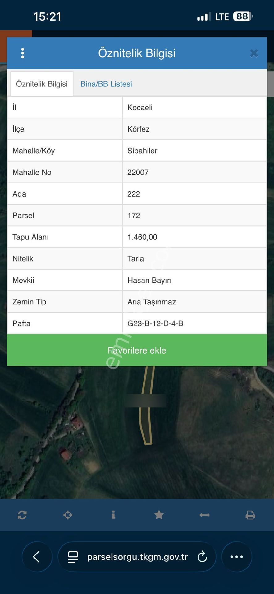 Körfez Sipahiler Kadikoy Mahallesinde Tarla