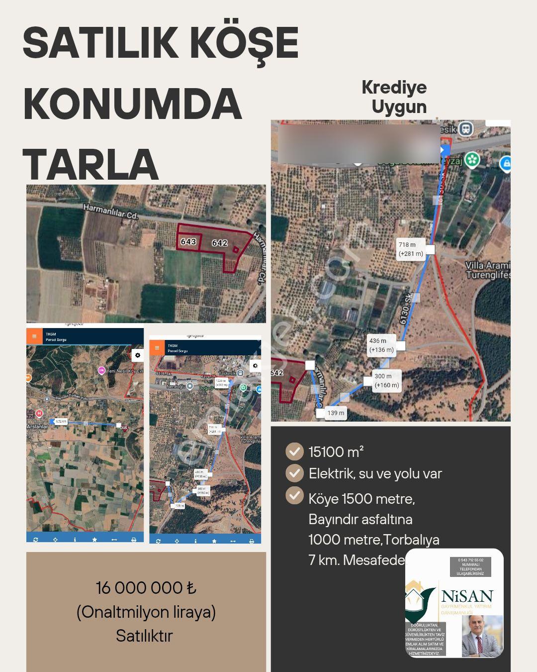 Torbalı Aslanlar Köyünde Verimli Su Ve Elektriği Olan Köşe Tarla