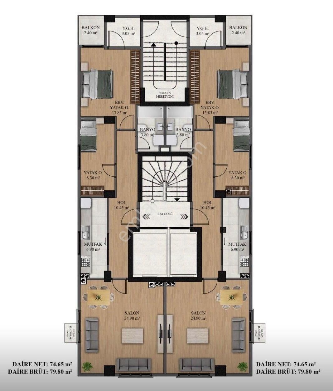 Atatürk Caddesi Üzerinde Satılık Sıfır 2+1 Net 75 M2 Daire - Görsel 2