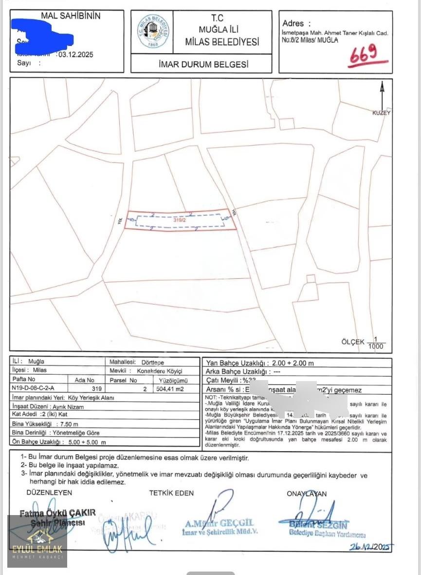 Milas Dörtepe Mahallesinde Villa İmarlı Arsa - Görsel 2