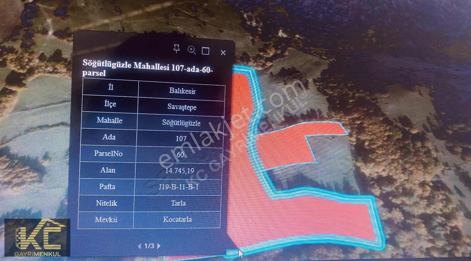 Kc'den Savaştepe Söğütlügüzle Mh.14.745m2 Satılık Arazi