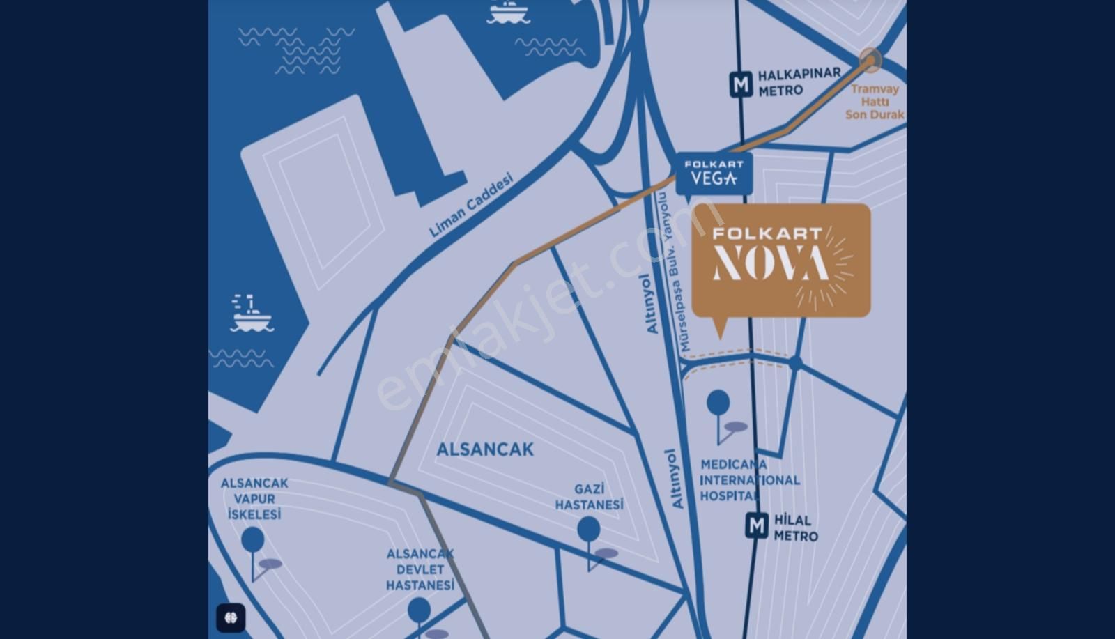 Folkart Nova'da *deniz Ve Peyzaj Manzaralı* 1+1 Kiralık Daire - Görsel 14