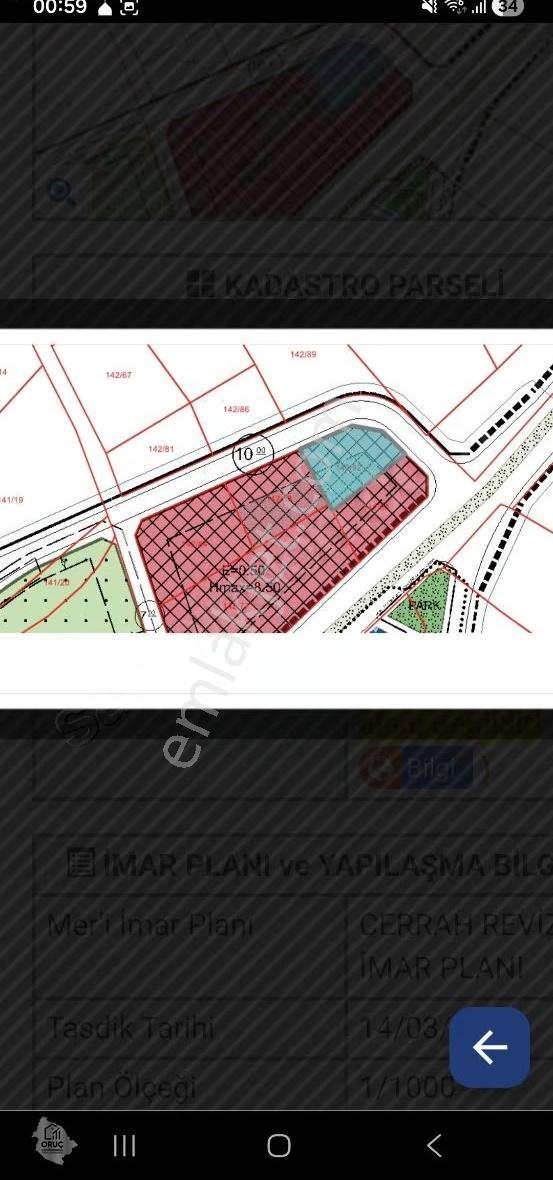 Oruç Emlak'tan Cerrahta T1 Ticaret İmarlı Arsa