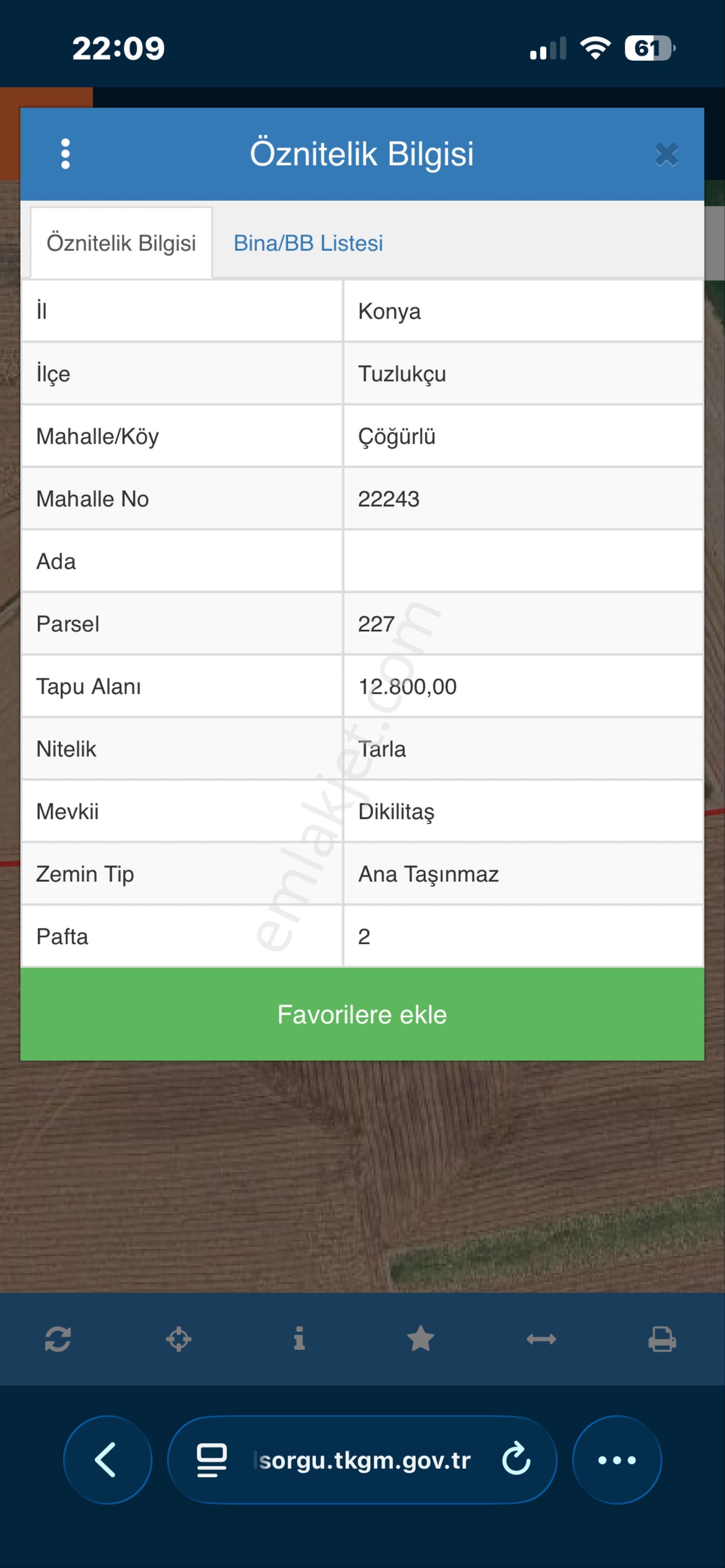 Tuzlukçu Da 12800m2 Ekilip Biçilir Tarla