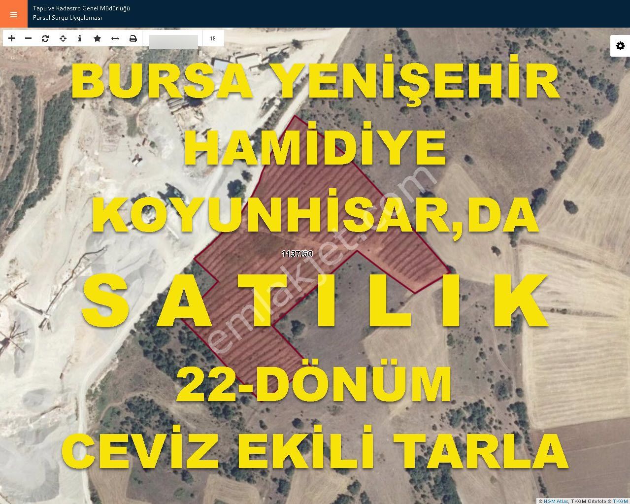 Bursa Yenişehir Hamidiye,de Takasa Açık Satılık 22-dönüm Ceviz Ekili Tarla - Görsel 27