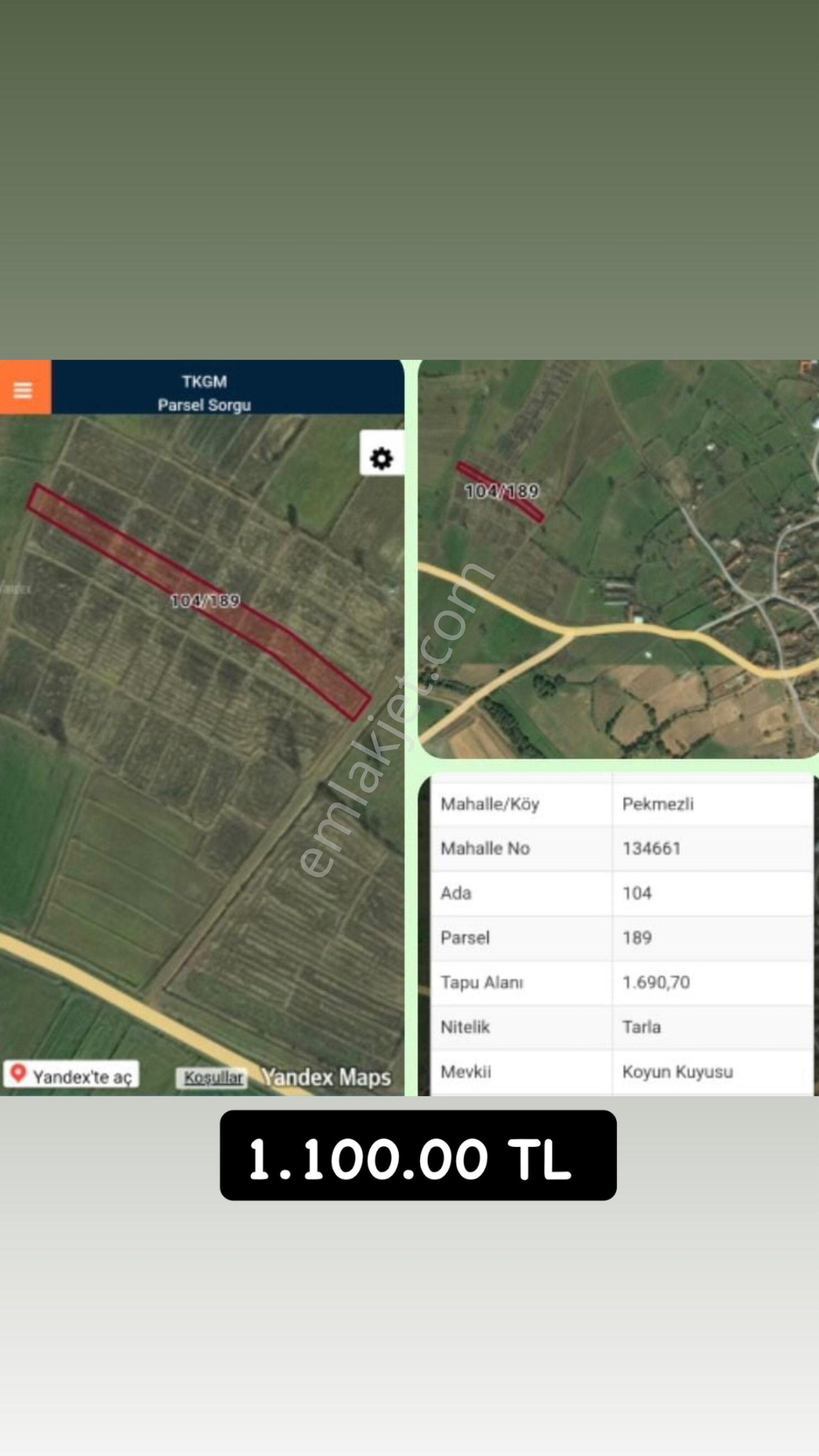 Satılık Tarla Pekmezli