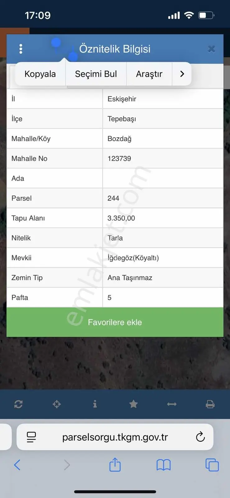 Tepebaşı Bozdağ Mah.bahçe Yapmaya Uygun Tek Tapu