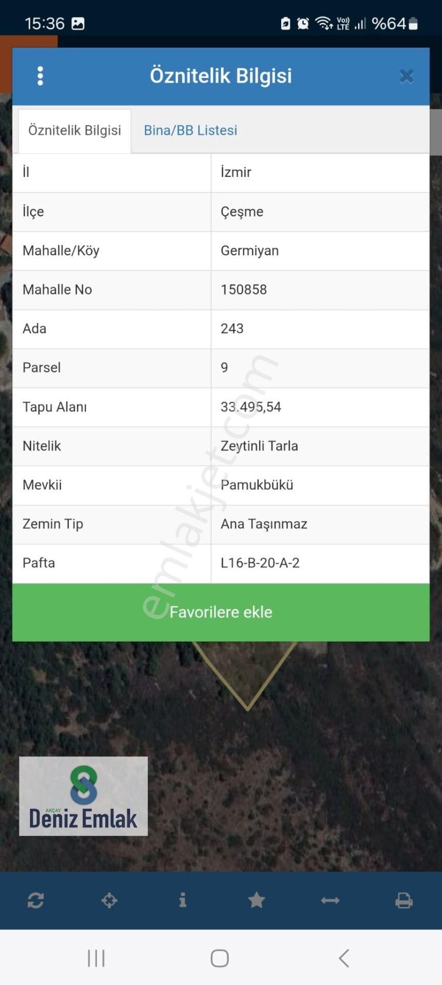 Denizden Çeşme Germiyanda Panoramik Deniz Manzaralı 200 M2 Tarla.