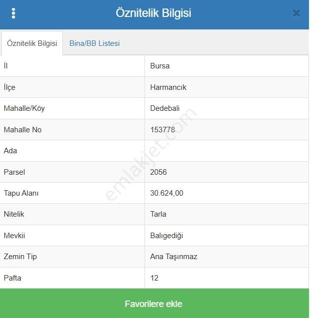 Bursa Harmancık Satılık 30.624,00 M2 Tarla