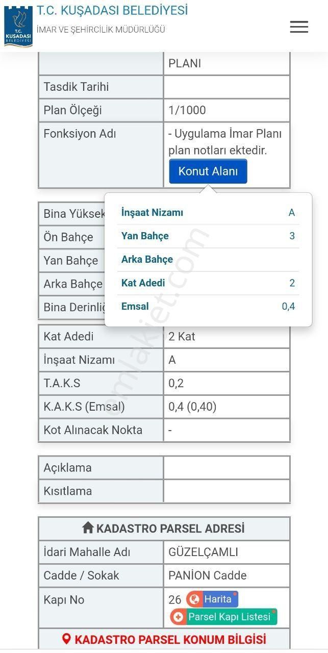 Aydın Kuşadası Güzelçamlı Villa İmarlı Arsa 299m2 - Görsel 8