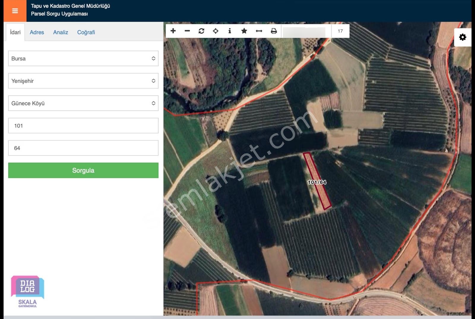 Dialog Skala'dan Yenişehir / Günece'de Satılık Tarla