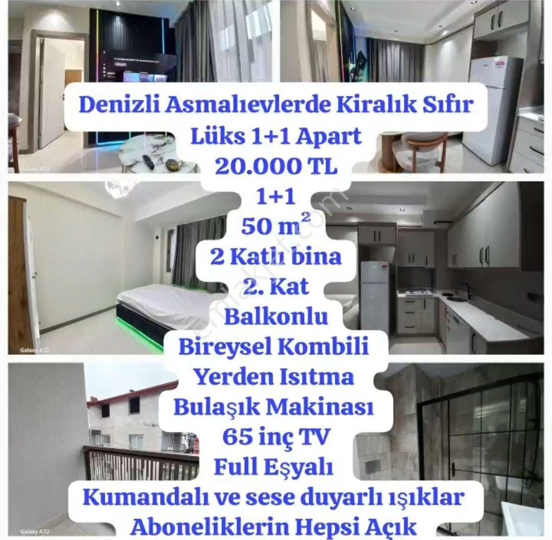 Denizli Asmalıevler'de Kiralık Sıfır Lüks Balkonlu Sıfır Eşyalı 1+1 Apart