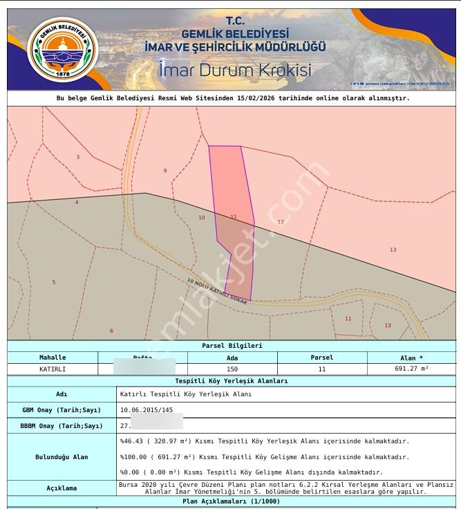 C21 Cius; Katırlı Köyiçi İmarlı Yola Cephe Satılık 691m2 Zeytinlik