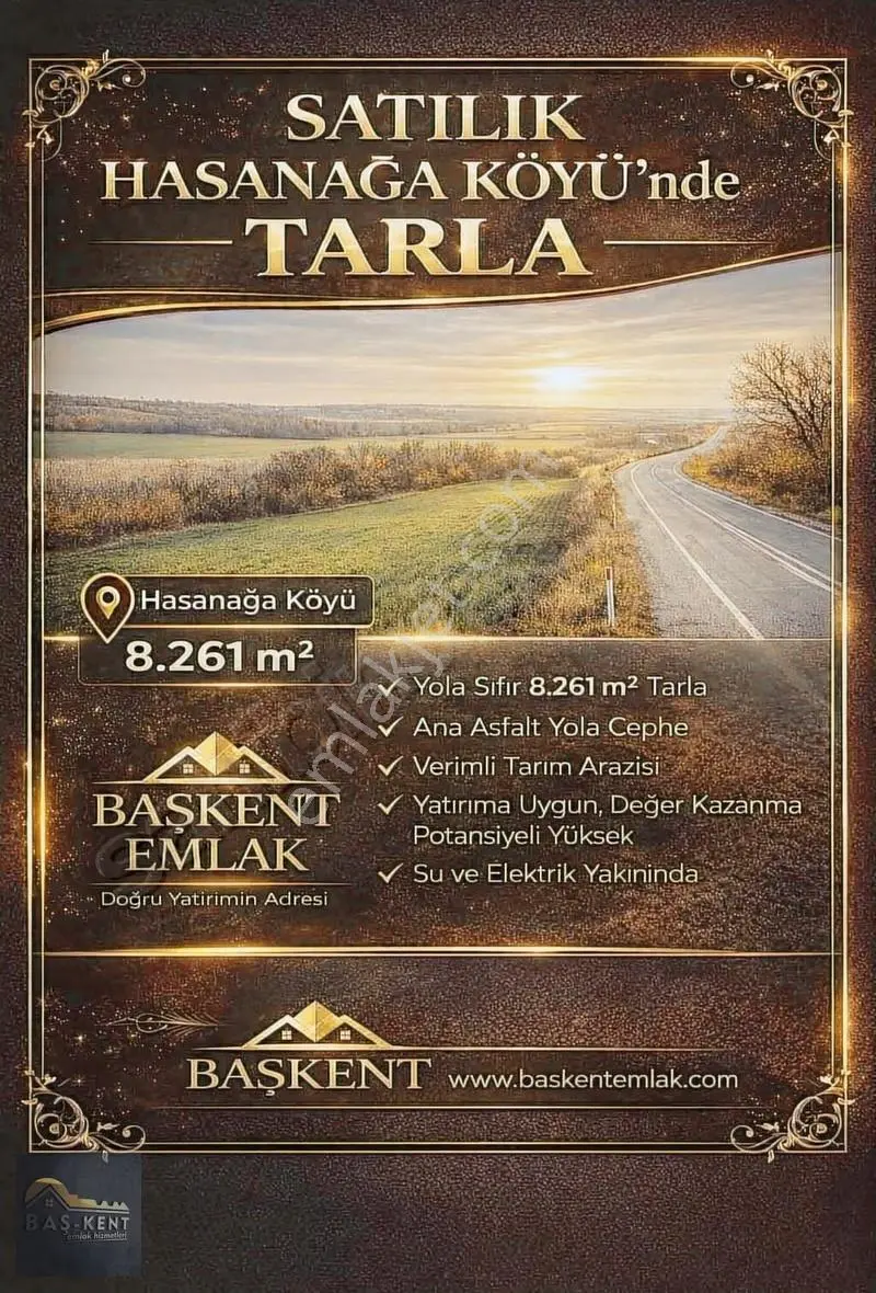 Hasanağa Köyünde Satılık Tarla 8.261 M² | Yola Sıfır