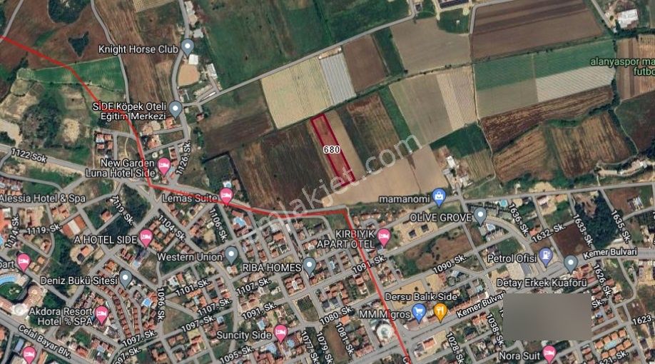 Side'de Tek Tapu 6911 M2'nin 911 M² Si - İmar Potansiyeli Yüksek