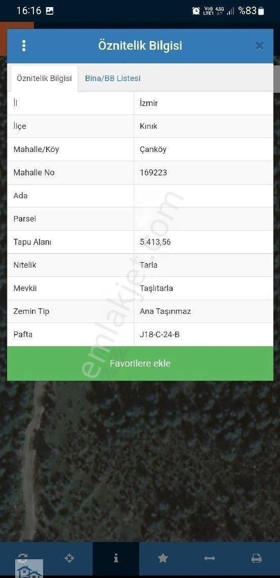 İzmir/kınık/çanköy De 5.415 M2 Satlık Tarla