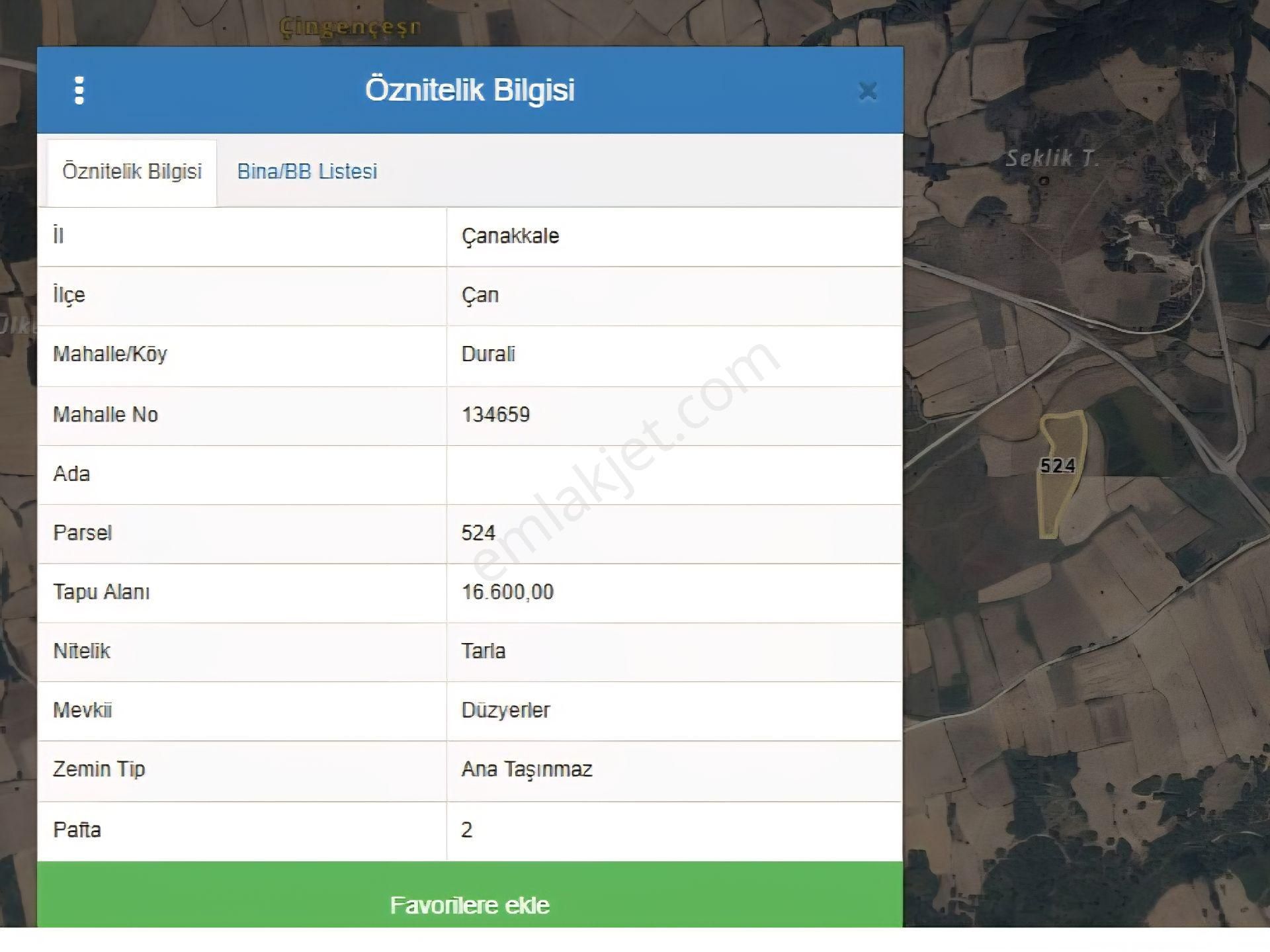 Çan Duralide Ana Yola Yakın, 16.600 M² Geniş Satılık Tarla