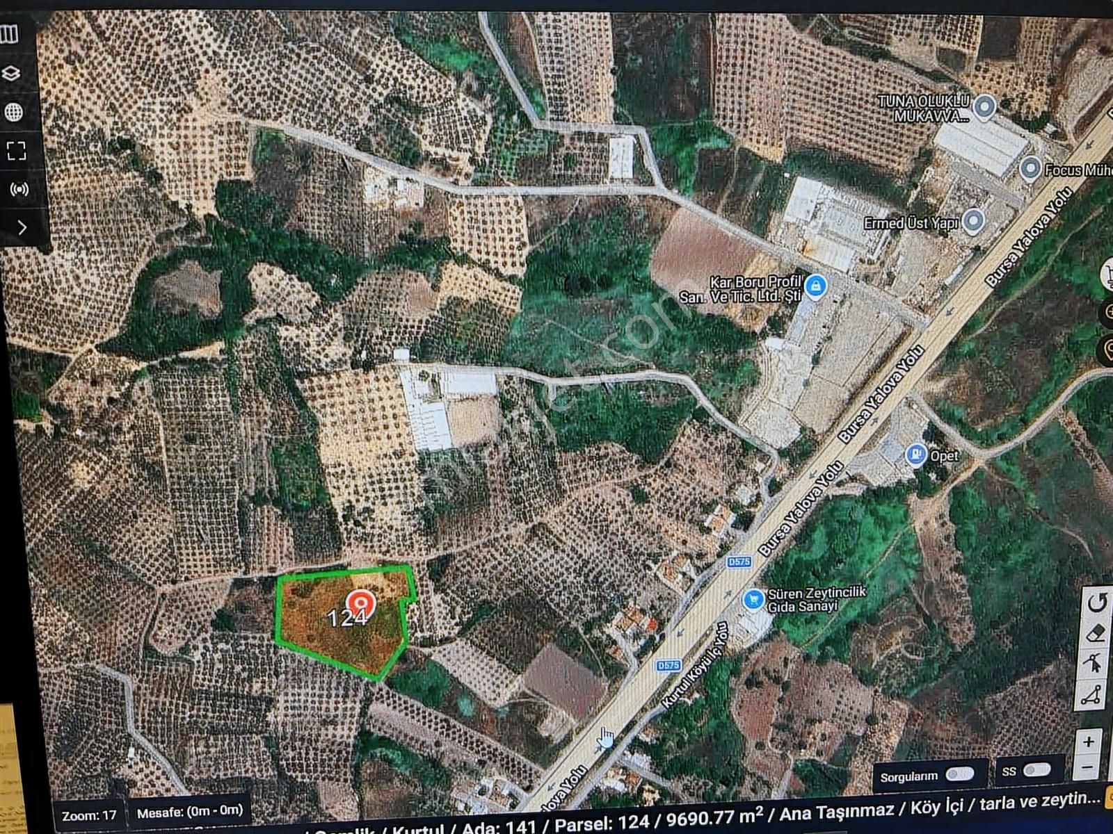 Gemlik Kurtul Yatırımlık 9690 M2 Fırsat Arazi Satılık