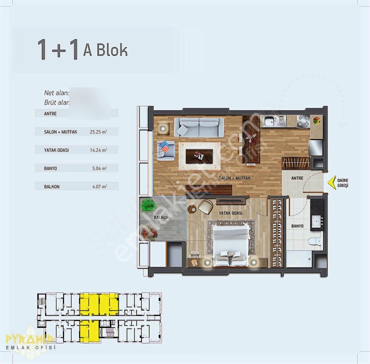 Pyramıd'den Mostar Akatent Sitesi Peyzaj Cephe (78m2) Lüx 1+1 - Görsel 23