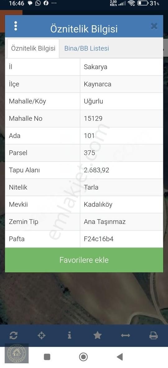 Sakarya Kaynarca Uğurluda 2683 M2 Kadastrol Yol Cepheli Arazi - Görsel 16