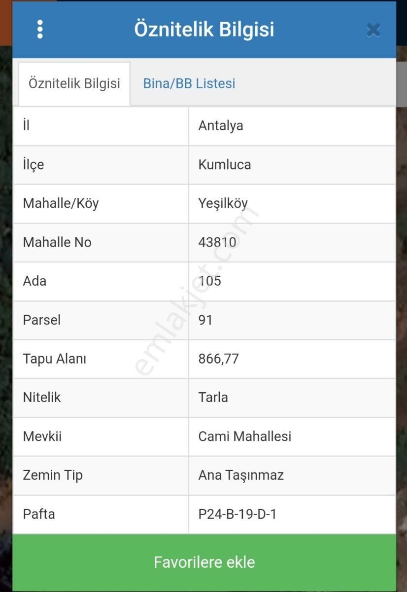 Kumluca Yeşilköy Adrasan Yakını Tek Tapu Satılık - Görsel 3