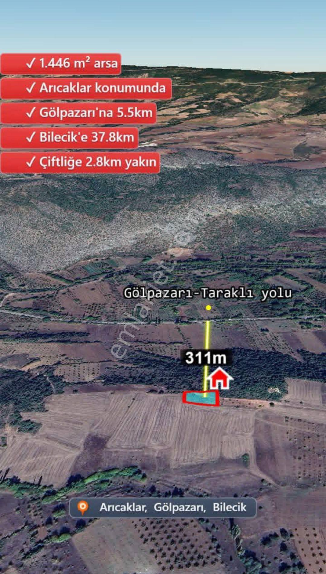 Sakarya Gölpazarı Arıcaklar Köyünde 1446 M2 Satılık Tarla - Görsel 2