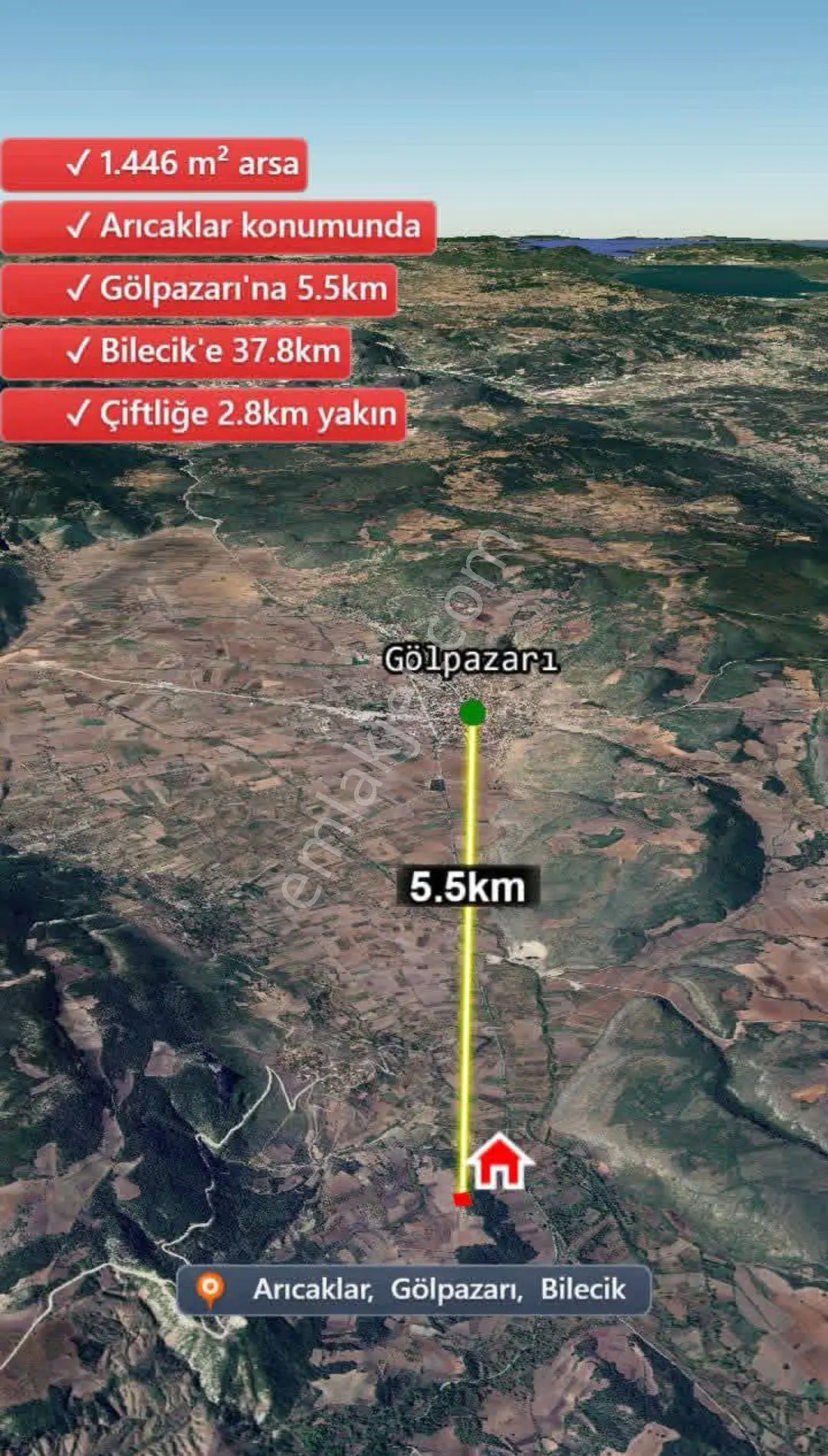 Sakarya Gölpazarı Arıcaklar Köyünde 1446 M2 Satılık Tarla - Görsel 4