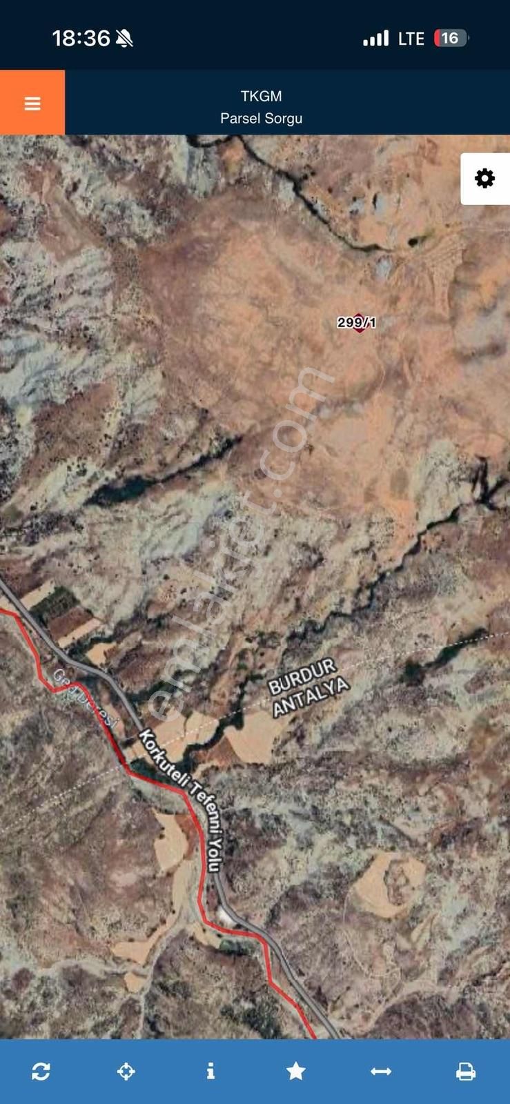 Burdur Tefenni Yaylaköyde 1204m2 Yola Yakın Satılık Tarla