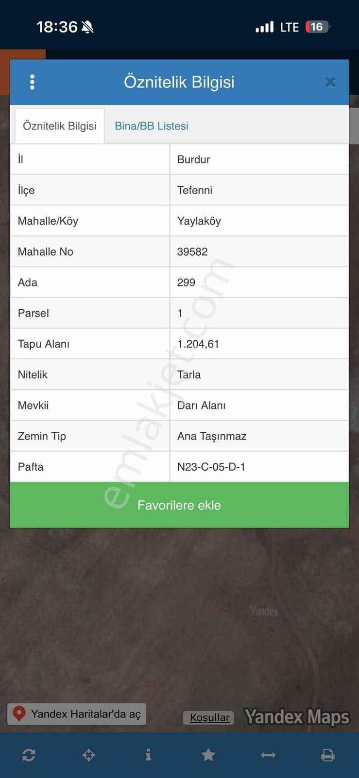 Burdur Tefenni Yaylaköyde 1204m2 Yola Yakın Satılık Tarla - Görsel 2