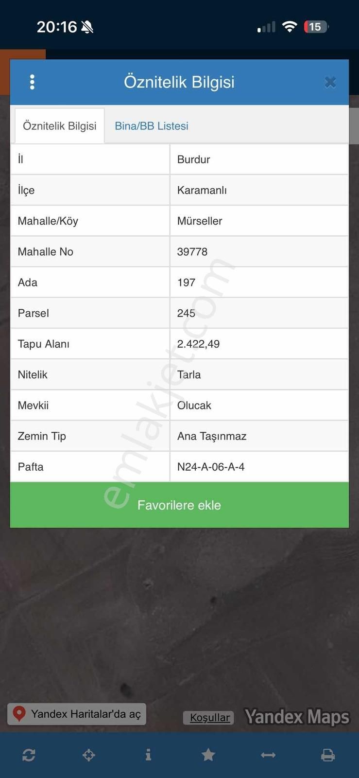 Burdur Karamanlı Mürseller'de Araç Takaslı 2422m2 Satılık Tarla - Görsel 4